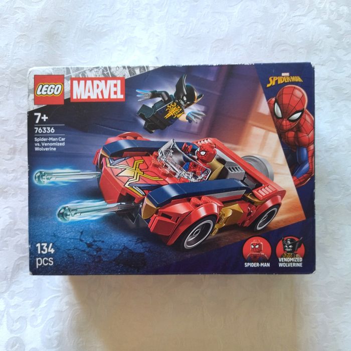 LEGO Marvel, Spider Man w samochodzie kontra Wolverine, 76336, klocki, auto, ludziki figurki