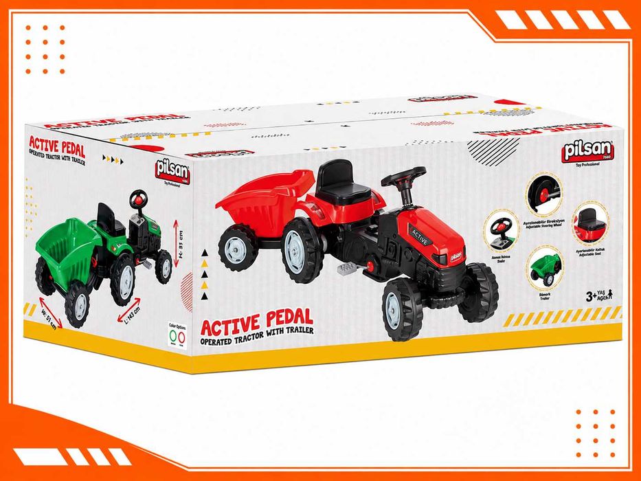 Traktor Ciągnik Na Pedały z Przyczepką Zielony Dla Dziecka Duży