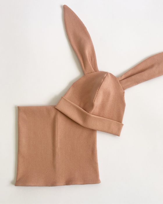 Zestaw wiosenny komin plus czapka z uszami krolika