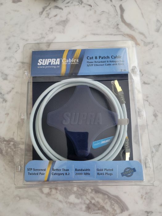 Патч корд для аудіо-видєо системи Supra Cat 8 STP Patch FRHF Blue rj45
