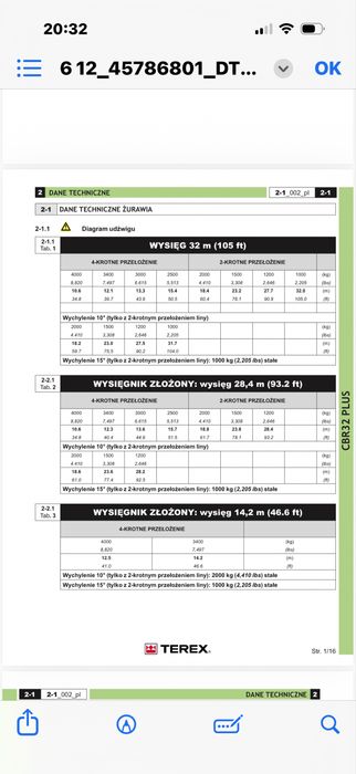 Źuraw wieżowy Terex CBR-32plus