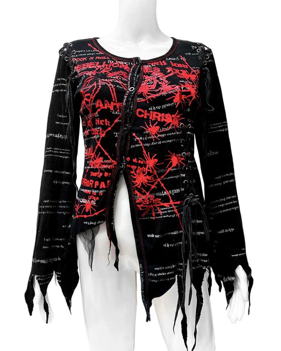 Czarna bluzka z guzikami i czaszką GLP gothic lolita punk