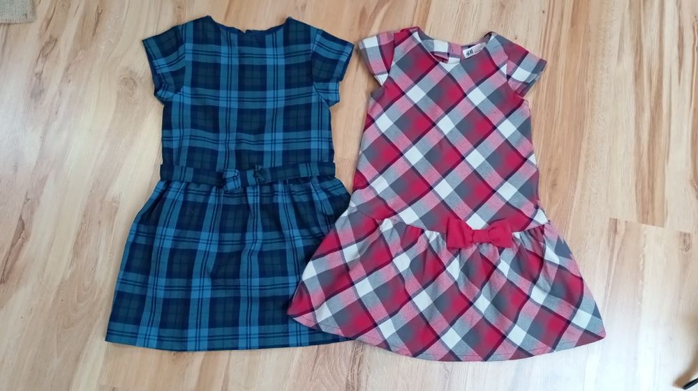2x sukienka w kratkę w rozmiarze 110, H&M + Gocco