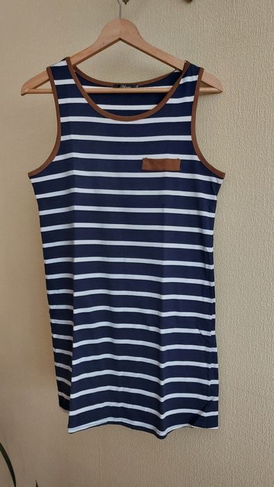 Sukienka damska w paski granatowa M