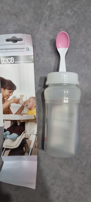 Бутылочка/Пояшечка Lovi силиконовая активное кормление с ложечкой