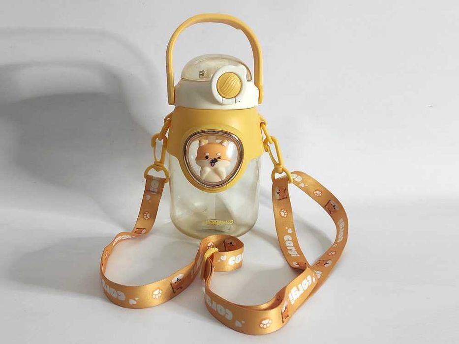 Бутылка детская для воды с трубочкой "Корги" 820 мл