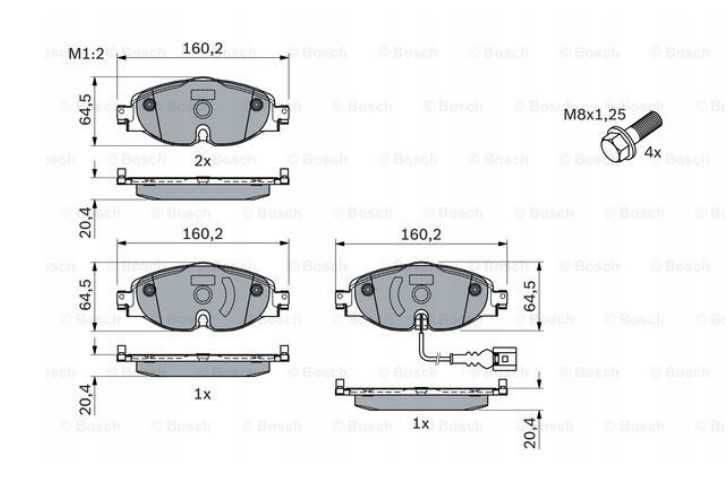 Nowe Bosch klocki hamulcowe tył Seat Ateca Leon Golf Audi A3 Passat