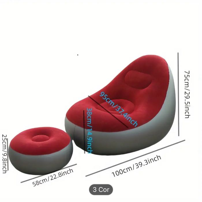 Sofá/Puff com apoio de pernas insuflável