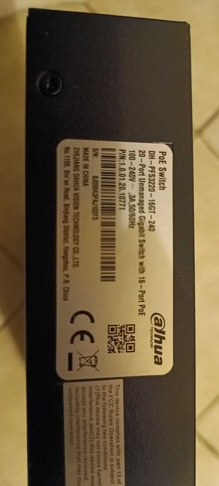 Switch Dahua PoE 16 portow 10/100/1000 2xuplink 2x spf