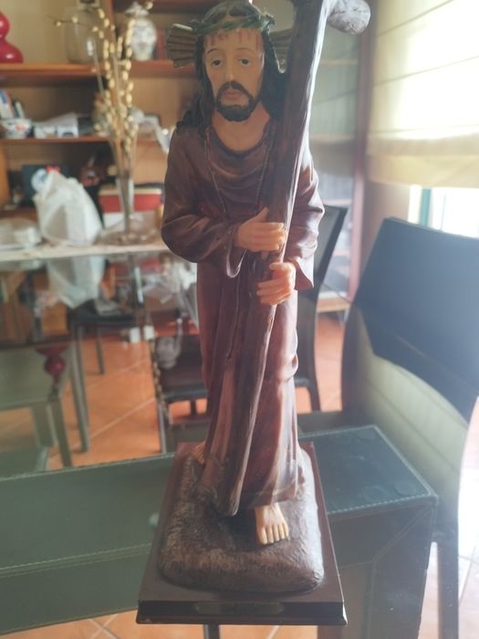 Arte sacra estátua do Senhor dos Passos em marfinite  45cm