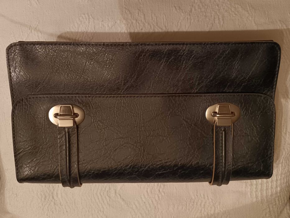 Mala Pequena Preta Couro