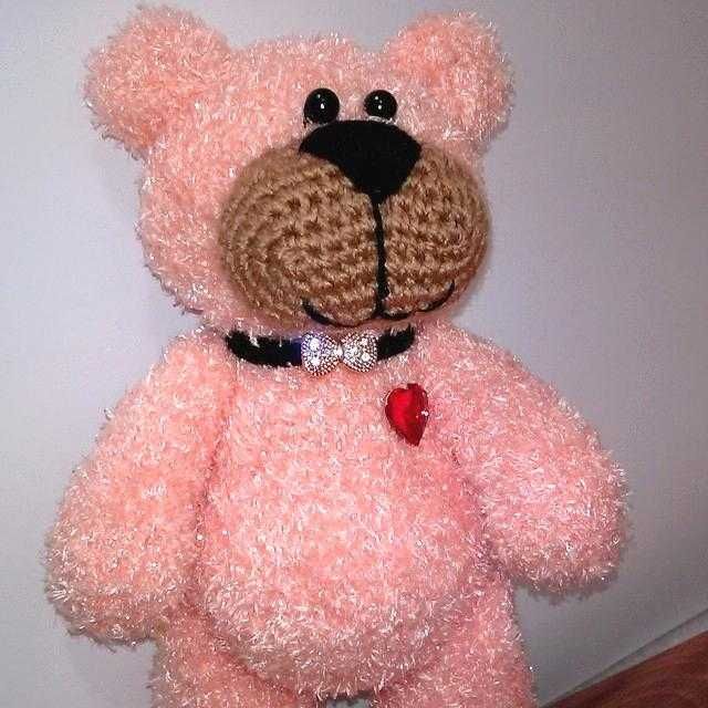 Новая вязаная Мягкая игрушка Prezzzent_ Мишка Персик Hand Made 25 см