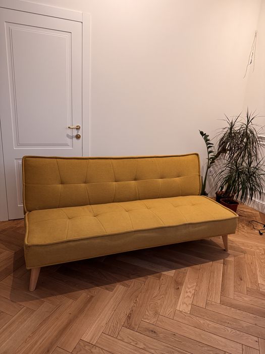 Диван розкладний інтерʼєрний жовтий 180 см