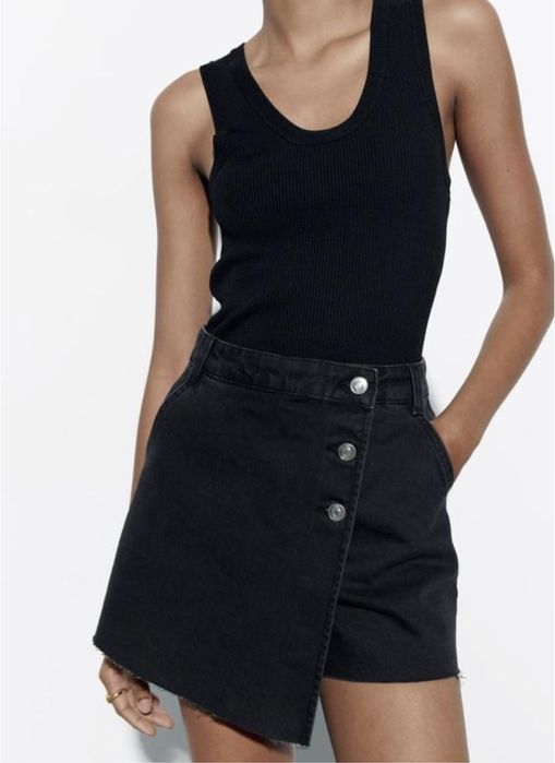 Шорти zara, шорти mom fit zara, чорні джинсові шорти zara