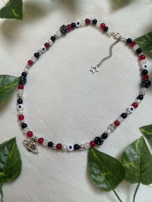 bordowo czarny naszyjnik