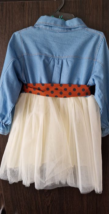 Платье для девочки 110см сине - белое