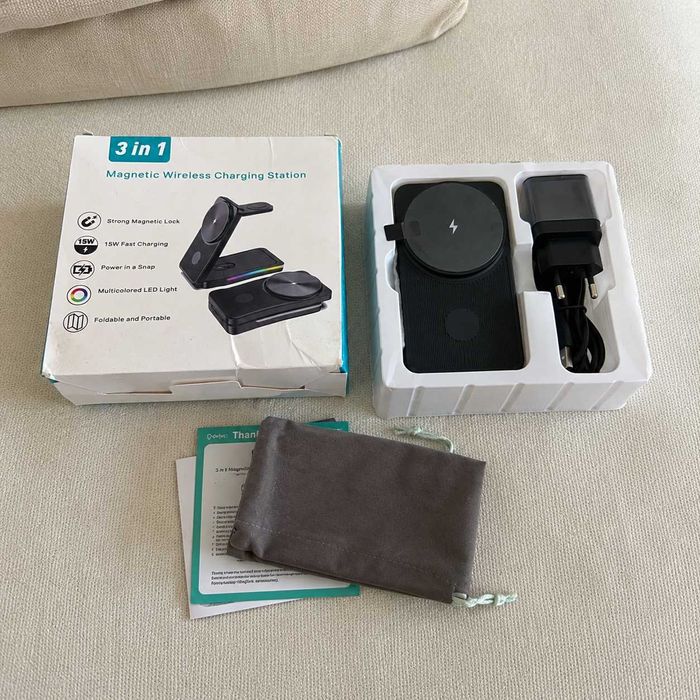Бездротова зарядка 3в1 MagSafe XD-CE06 15W станція для iPhone Apple Watch AirPods зарядное устройство беспроводная зарядка для xiaomi епл самсунг