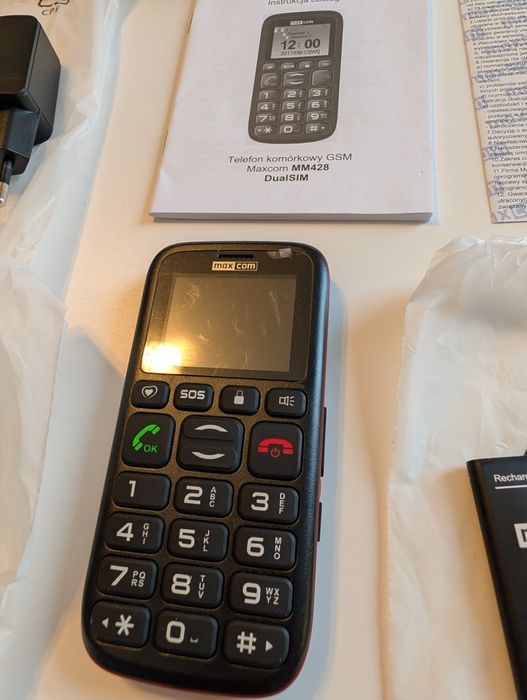 Telefon dla seniorów MAXCOM jak nowy uszkodzona bateria