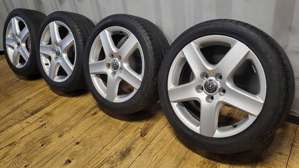 Felgi Koła Vw 17" 5x112 z oponami 225/45 R17 Golf 5 6 7 Caddy Touran