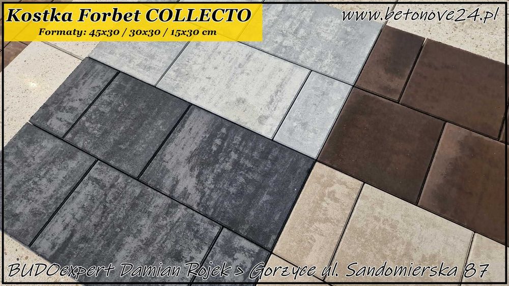Kostka brukowa Forbet COLLECTO kolory Beige Maronne Silver Piryt Tytan