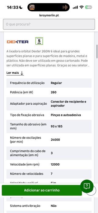 Dexter lixadora  200SHS2.5