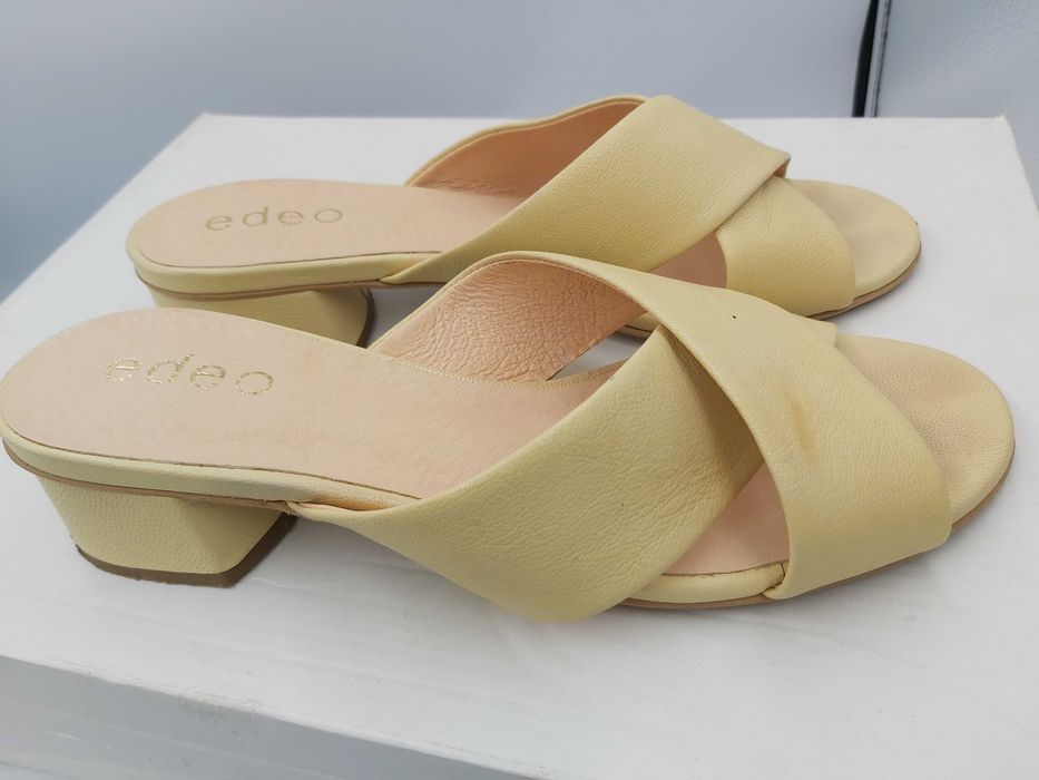 Buty klapki zamszowe edeo cytrynowe skorzane rozmiar 38 żółte