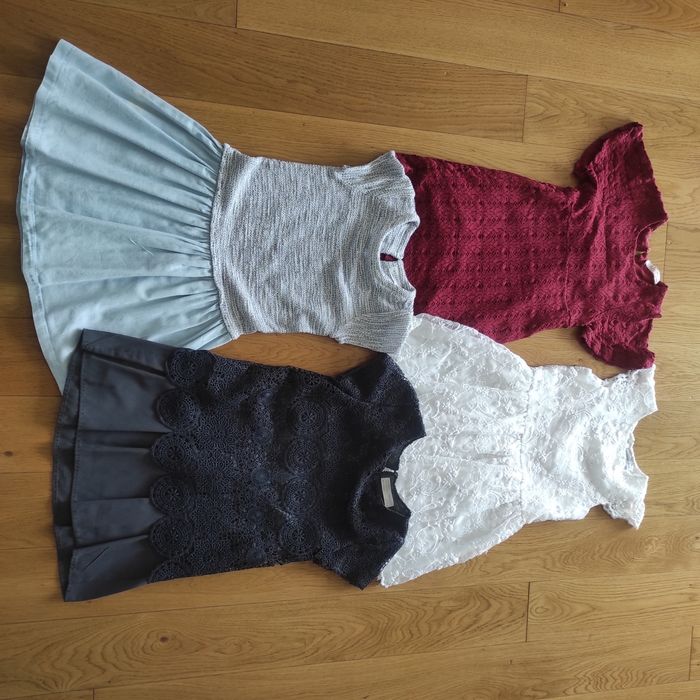 122 kompet zara Reserved sukienki biała koronkowa bordowa szara jeans