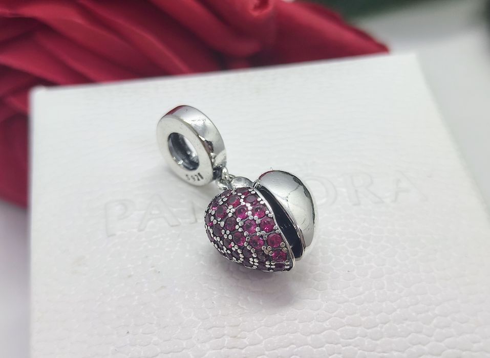 Charm's otwierane serce dwustronny S925 zawieszka