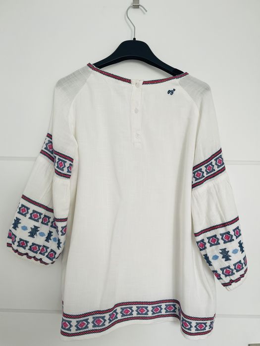 Pepe Jeans luźna biała bluzka tunika hafty 36-38 S M boho hippie