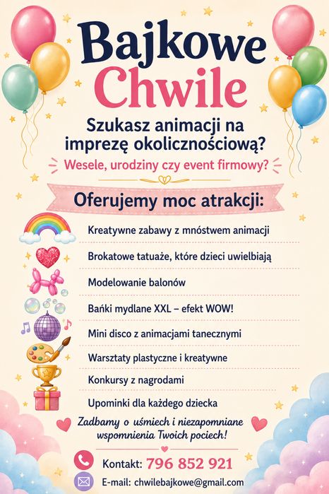 Animacje dla dzieci !!! Bajkowe Chwile!!!