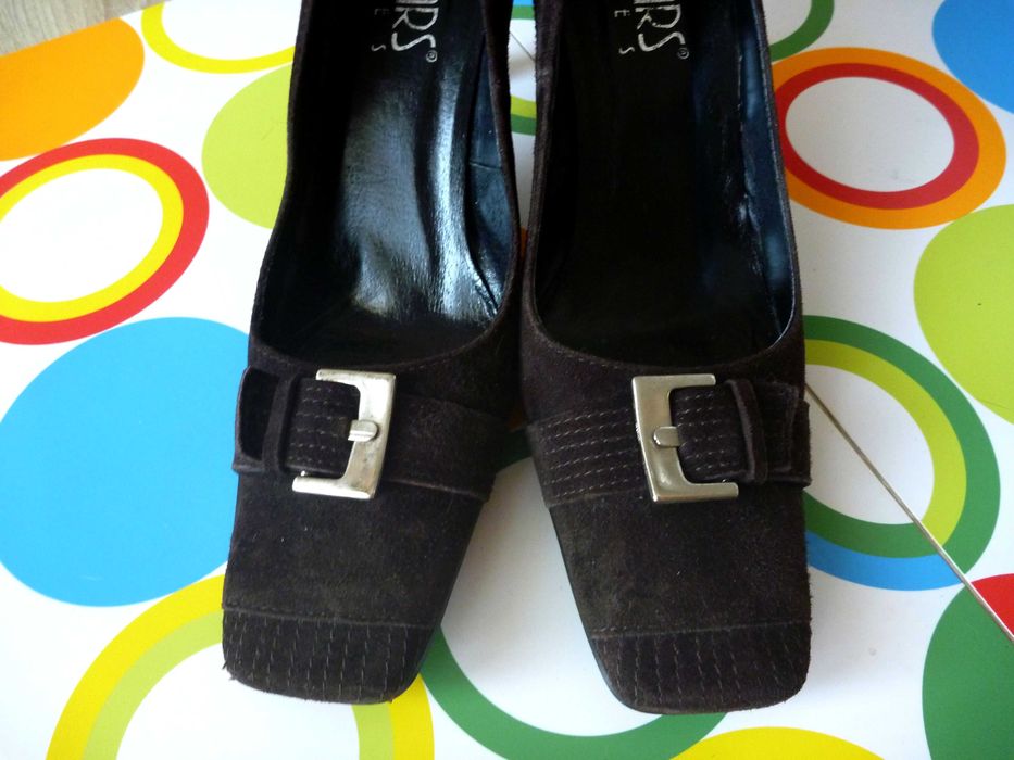 Brązowe czółenka ze skóry naturalnej LAN-KARS - 39