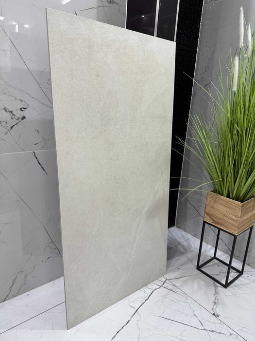 JASNY kremowy gres marmuropodobny 120X60 z żyłkami struktura KAMIENIA