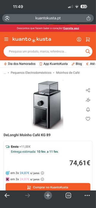 Moinho de Café DeLonghi