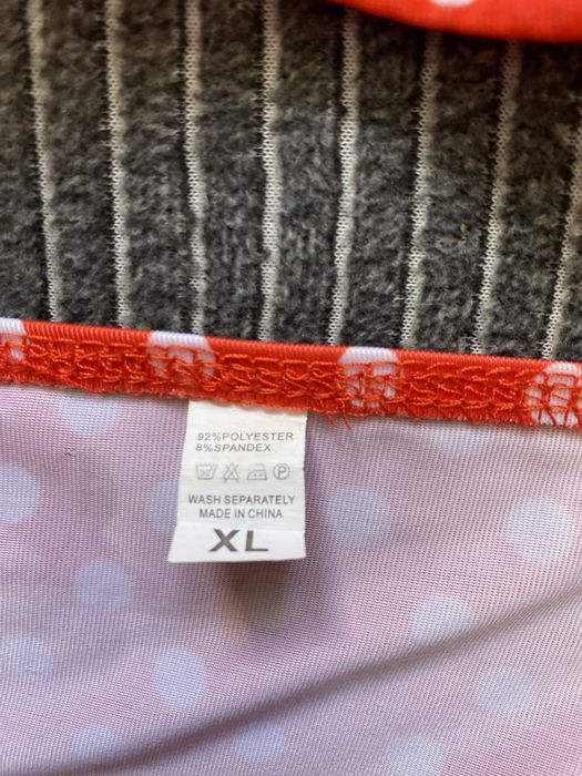 Женский купальник с высокой посадкой/ талией ярко красный в горошек