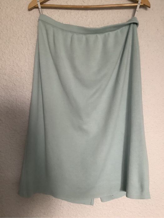 Midi spódnica błękitna 44 wełna Woolmark Blend Lucia XXL