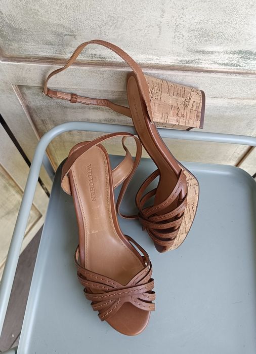 Wittchen nr 37 wkładka 24 cm skóra Brasil Modern Safari sandały na słupku