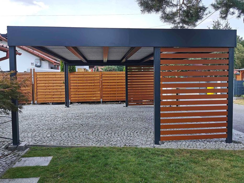 WIATA Garażowa Samochodowa na 2-Auta ze 2 ściankami  CARPORT