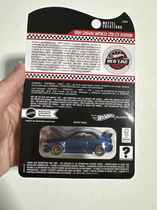 Hot wheels 1998 subaru impreza 22b-sti version red line club rlc
