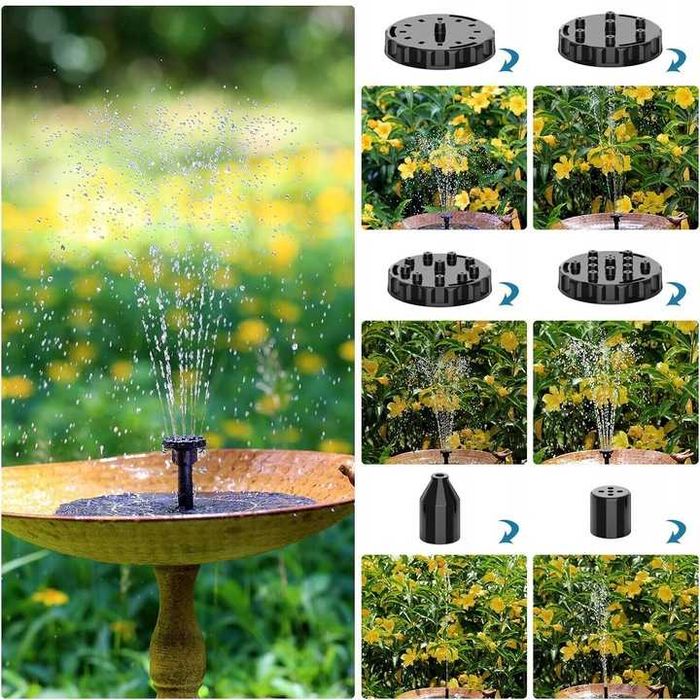 solarna fontanna, pompa do stawu, pływająca fontanna 6 stylów fontanny