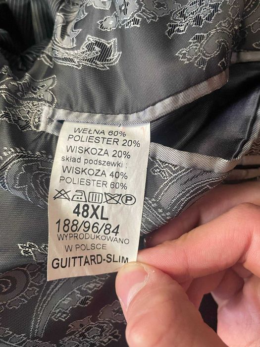 Garnitur guittard czarny slim jak nowy + koszula