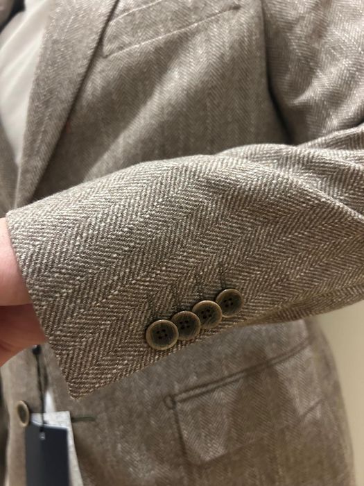 Blazer Castanho Padrão Espinha Decenio