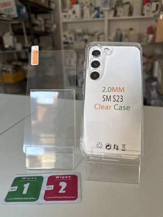 Szkło hartowane i etui przeźroczyste 2mm do SAMSUNG S23