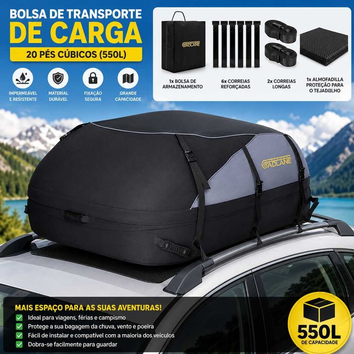 [Oportunidade] Bolsa de Transporte de Carga para Tejadilho – 550L (20 Pés Cúbicos) | Impermeável | Nova