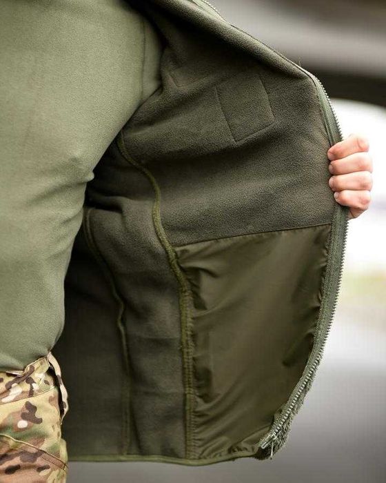 Тактична флісова куртка олива S-XXL  Тепла  Без передоплати