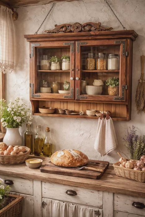 Wiejska wisząca szafka ludowa rustykalna stare okna