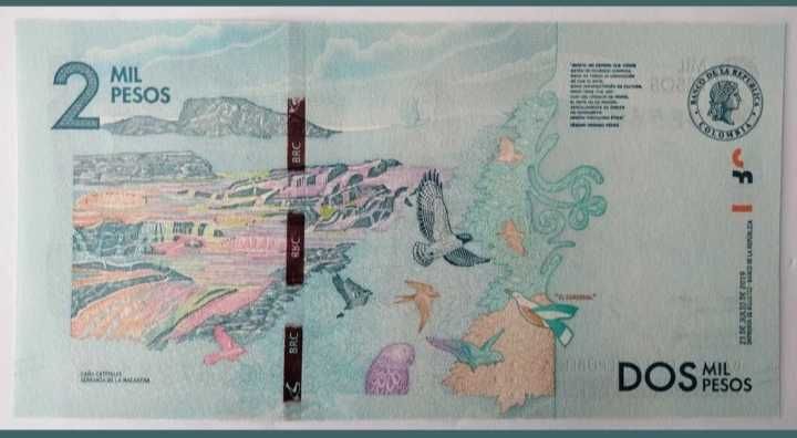 Set de 2 Notas novas circladas Colômbia ( Continente Sul Americano)