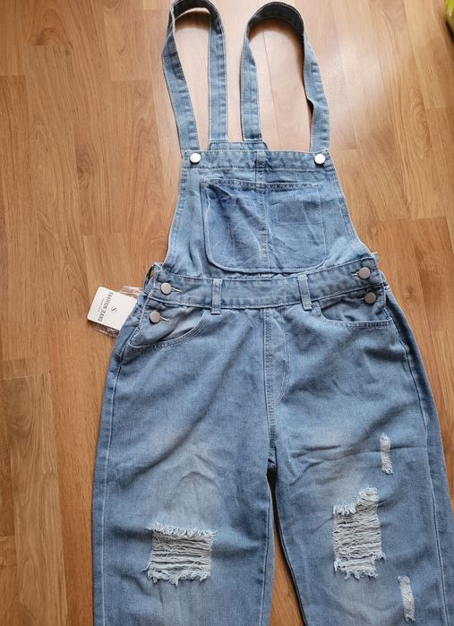 Nowe ogrodniczki dzinsowe spodnie r S