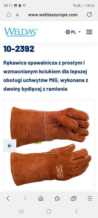 Rekawice spawalnicze Weldas