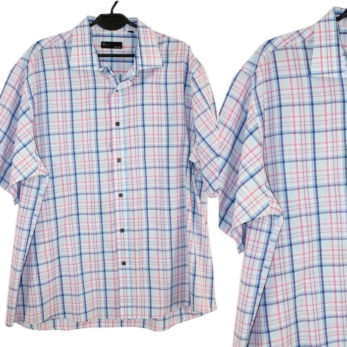 BHS koszula męska kratka krótki rękaw 3XL kołnierzyk 45 cm aa3