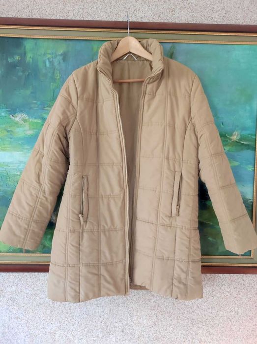 lekka puchowa kurtka płaszcz kurtka kapota ciepła kamel camel